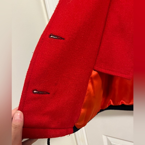 Vintage Mackintosh Vestcoat Size 8 Navy/Red 100% Wool Hood Drawstring Hem - Picture 8 of 15